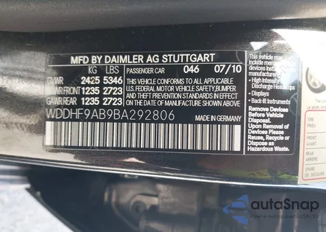 2011 Mercedes-Benz E 550 4Matic из США, поврежденный, VIN WDDHF9AB9BA292806